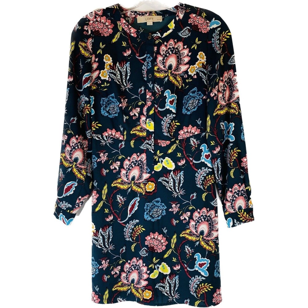 Loft 0P Floral Long Sleeve Dress